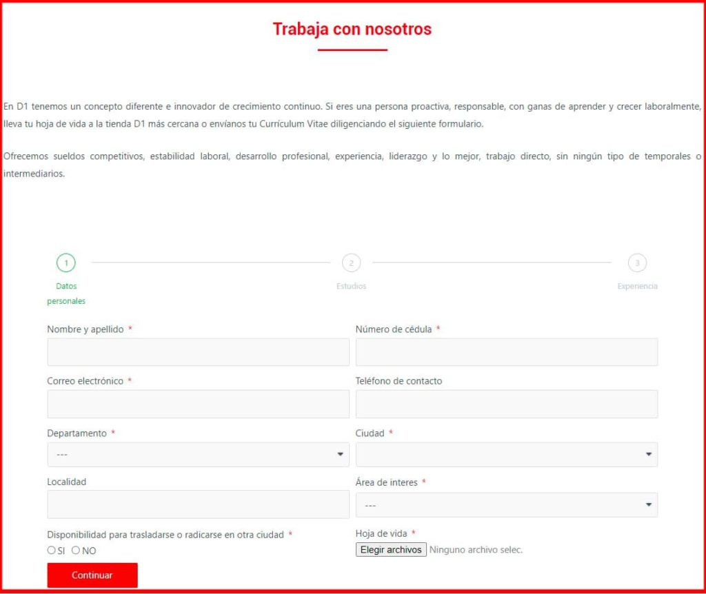 Trabaja con nosotros en tiendas d1