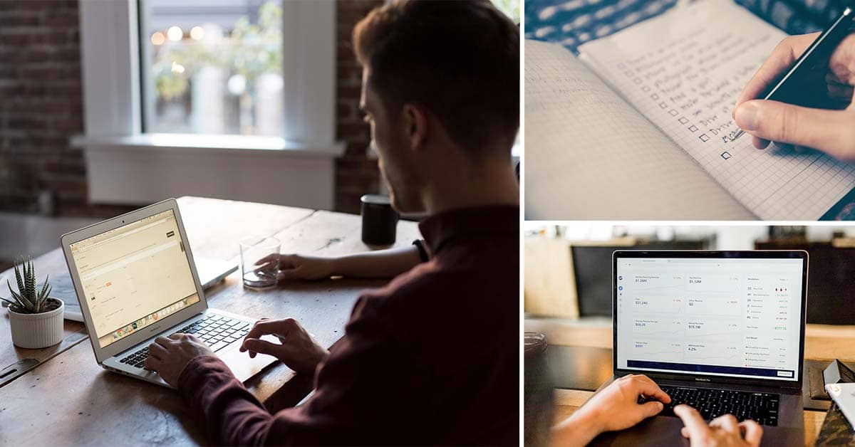 Persona trabajando haciendo encuestas remuneradas online desde casa